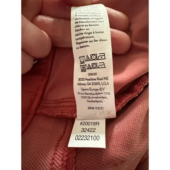 Spanx Denim Stretch Pull on Skinny Ankle Jeans Salmon Color Large - Picture 5 of 8